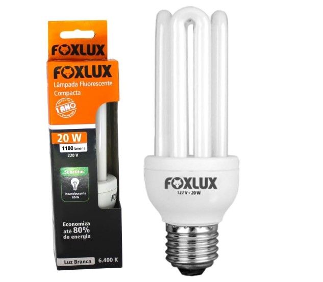 LAMPADA FLUORESCENTE COMPACTA U 20W 6400K...
