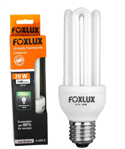 LAMPADA FLUORESCENTE COMPACTA U 20W 6400K...
